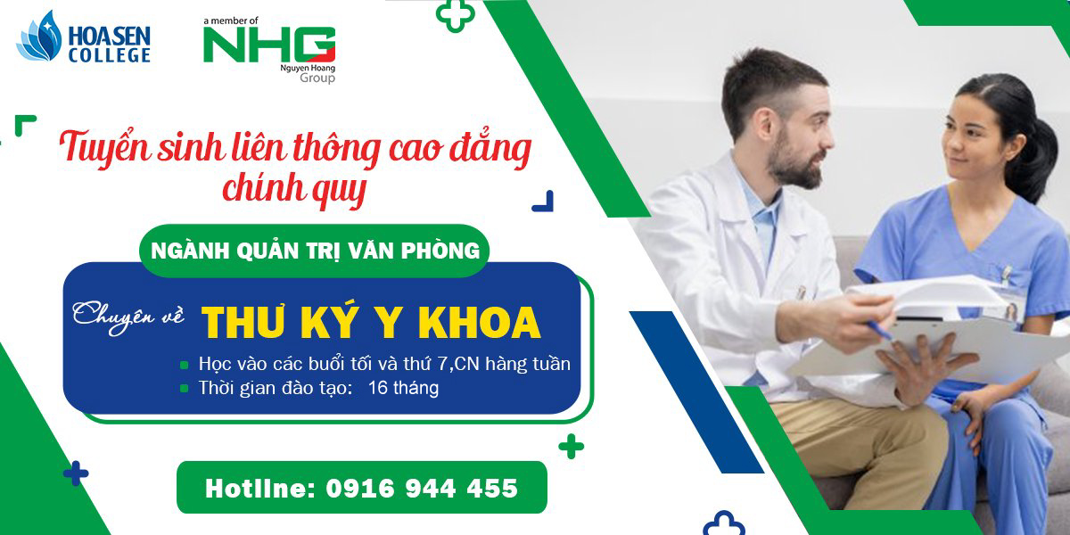 [Thông báo] Tuyển sinh lớp liên thông Thư ký Y Khoa (ngành Quản trị văn phòng)